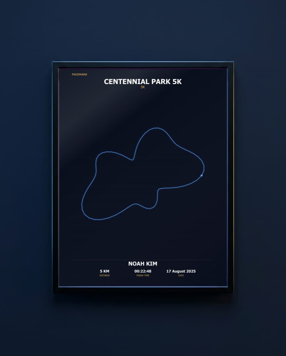 5K / parkrun Print — framed GPS route print