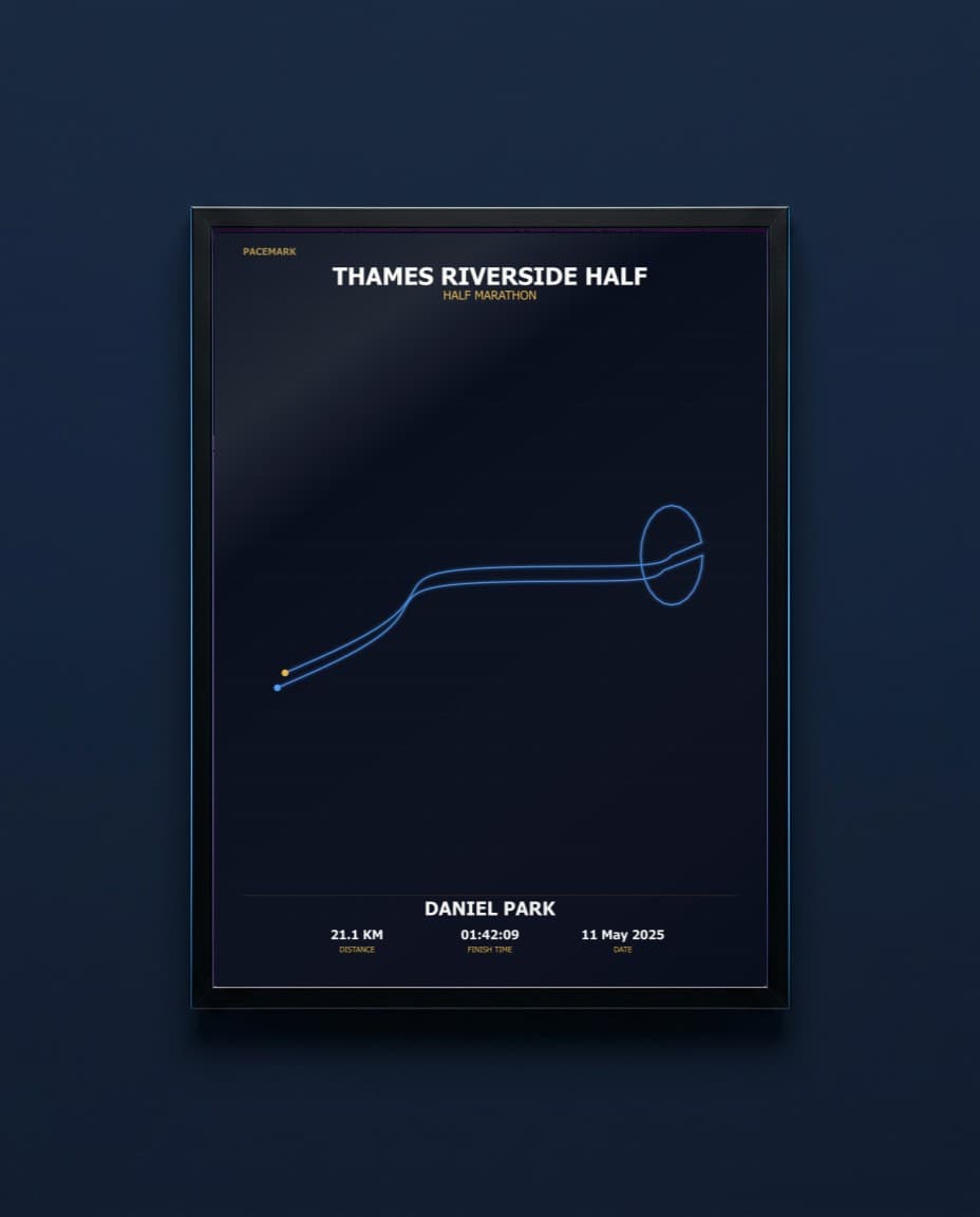 Half Marathon Print — framed GPS route print